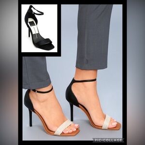 DOLCE VITA Women's Halo Black Leather Ankle Strap Chic Shoes Heels Sandals 6.5‎